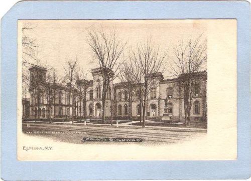 New York Elmira County Buildings Street Scene w/Trolley Tracks ny_box3~1081