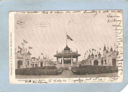 New York Coney Island Amusement Park Postcard Luna Park Interior Undivided~446