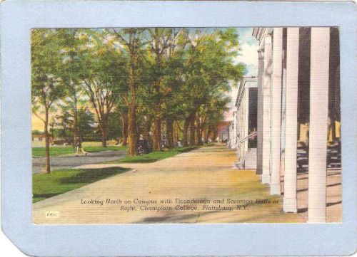 New York Plattsburg Looking North On Campus With Ticonderoga & Saratoga Ha~1182