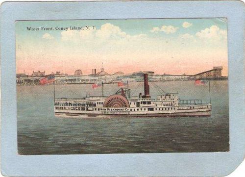 New York Coney Island Amusement Park Postcard Coney Island Water Front w/S~354