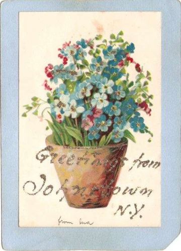 New York Johnstown Greetings From Johnstown N Y w/Silver Sparkles ny_box5~2016