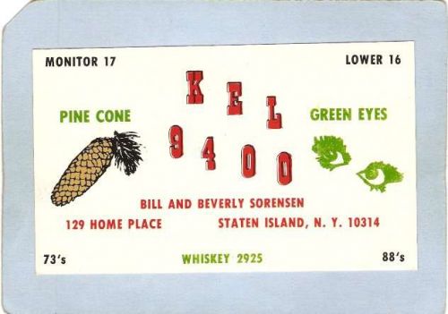 New York Staten Island OSL Card KEL 9400 Bill & Beverly Sorensen 129 Home ~58