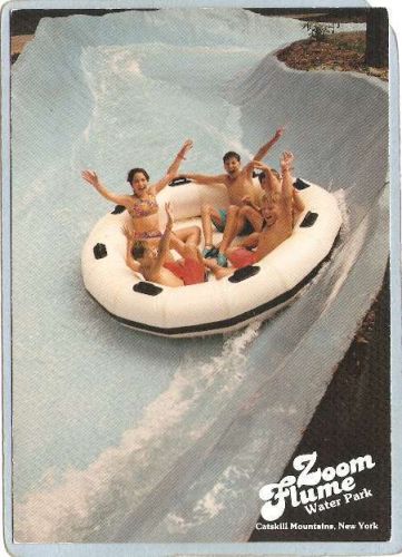 New York East Durham Amusement Park Postcard Wild river Ride At Zoom Flume~138