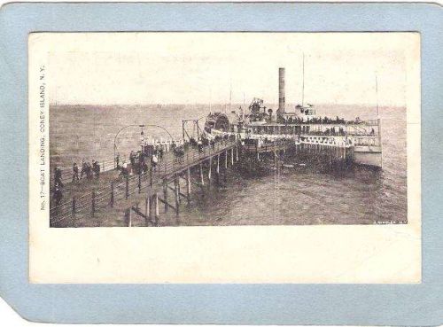 New York Coney Island Amusement Park Postcard Boat Landing Coney Island to~351