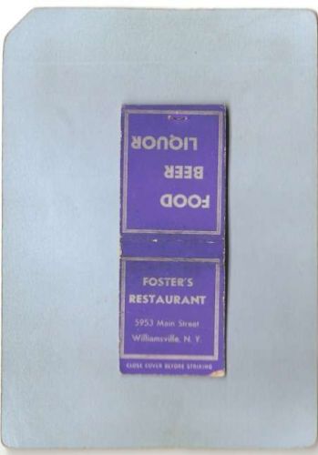 New York Williamsville Matchbook No Matches Fosters Restaurant 5953 Main S~2825