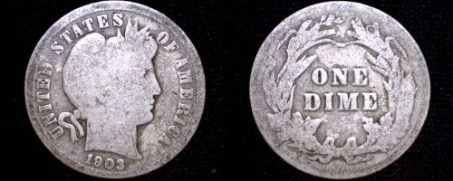 1903-P Barber Dime Silver