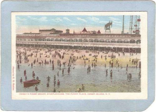 New York Coney Island Amusement Park Postcard Coney's Finest Beach Steeple~380
