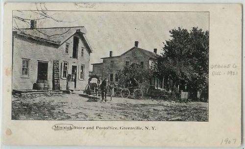 New York Greenville Minisink Store and Post Office Old Buildings w/Horses ~202