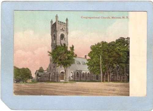 New York Malone Congregational Church Street Scene ny_box5~1881