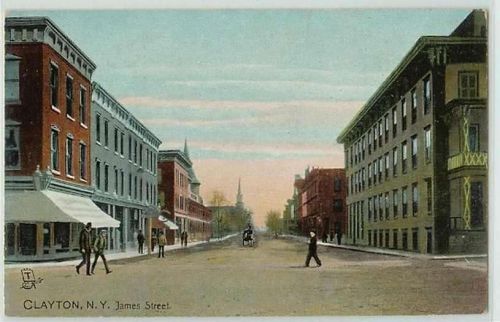New York Clayton James St Intersection w/Old Buildings and Horse and Wagon~219