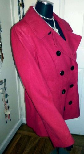 Casual Women's Light Red Stretch Jacket with Hood, Button up by Style&Co- Size L