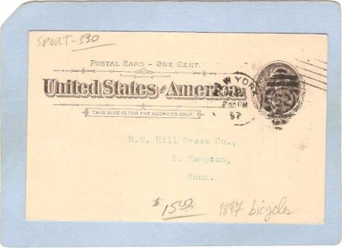 New York Cortland Sport Bicycle Penny Post Card w/Fancy Cancel From Robert~330