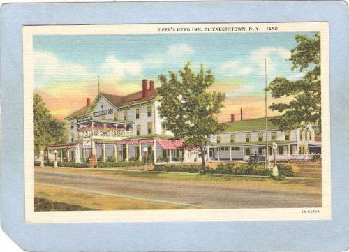 New York Elizabethtown Der's Head Inn Street Scene w/Old Car ny_box5~1551