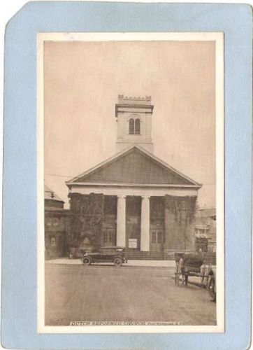 New York Port Richmond Dutch Reformed Church w/Old Car & Horse & Wagon Pho~33