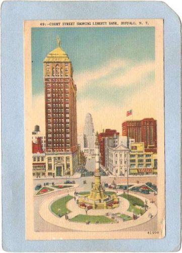 New York Buffalo Court Street Showing Liberty Bank Street Scene Intersecti~2740