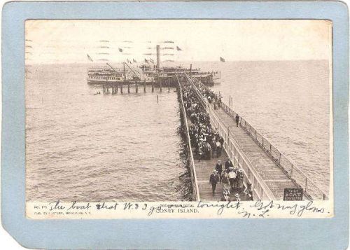 New York Coney Island Amusement Park Postcard Dreamland Dock Coney Island ~393