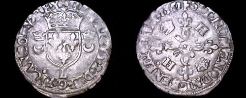 1551-B French Douzain Aux Crescent World Coin - France Henry II