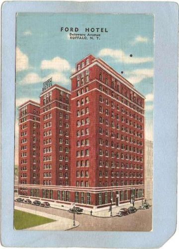 New York Buffalo Ford Hotel Delaware Ave Street Scene Intersection w/Old C~2889