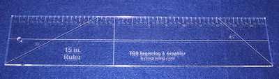 15" Ruler. Acrylic ~1/4" thick. Quilting/Sewing - Acrylic