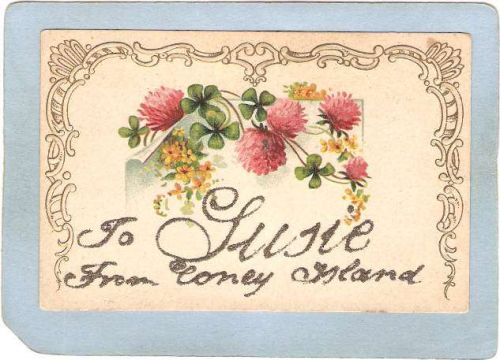 New York Coney Island Amusement Park Postcard To Gussie From Coney Island ~327