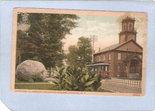 New York Cortland Daughters Of American Revolution Boulder w/Trolley Car ~1236