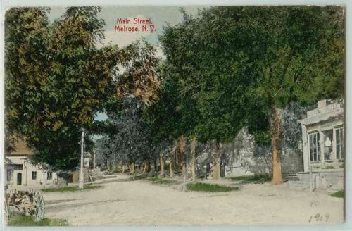 New York Melrose Main St Tree Lined Dirt Roadway w/Old Buildings~295