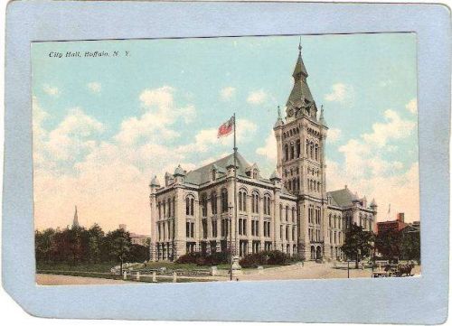 New York Buffalo City Hall w/Horse & Wagon ny_box4X1~2731
