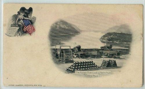 New York West Point Small View Of Hudson River From West Point w/Cannons a~278