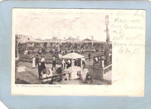 New York Coney Island Amusement Park Postcard Steeplechase Park Undivided ~383