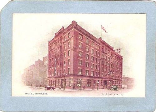 New York Buffalo Hotel Broezel Street Scene Intersection w/Old Cars ny_box~2625