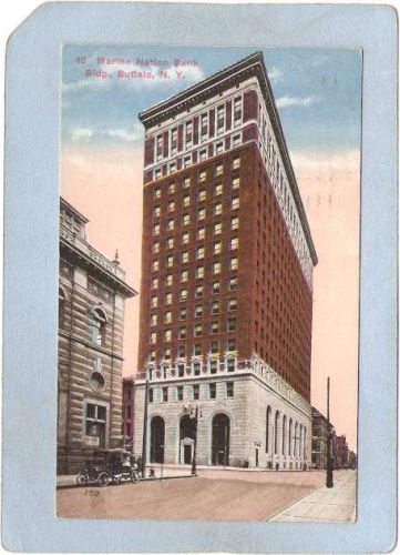 New York Buffalo Marine Nation Bank Bldg Street Scene Intersection w/Old C~2713