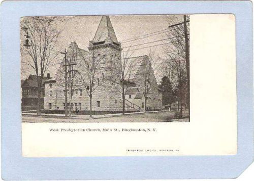 New York Binghamton West Presbyterian Church Main St Street Scene Intersec~556