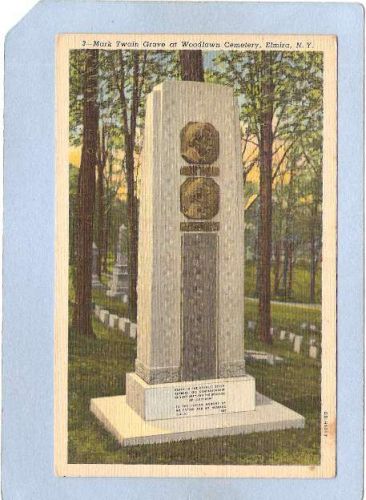 New York Elmira Mark Twain Grave At Woodlawn Cemetery ny_box3~1026