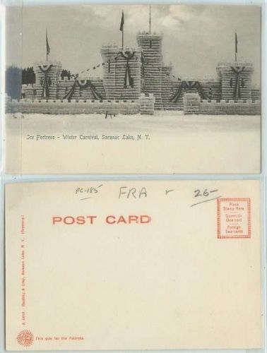 New York Saranac Lake Ice Fortress Winter Carnival Snow Covered Ground w/D~185