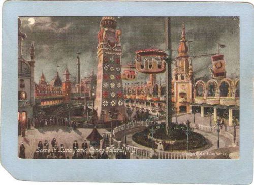 New York Coney Island Amusement Park Postcard Luna Park Scene top_box1~459