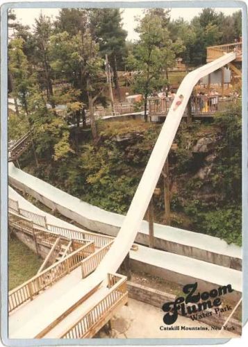 New York East Durham Amusement Park Postcard Canyon Plunge At Zoom Flume W~137