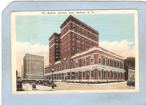 New York Buffalo Buffalo Athletic Club Street Scene Intersection w/Old Car~2752