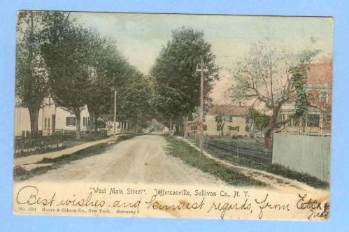 New York Jeffersonville Sullivan County West Main St Tree Lined Dirt road ~360