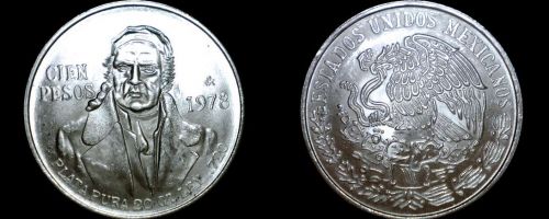 1978 Mexican 100 Peso World Silver Coin - Mexico Morelos