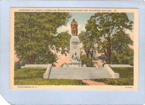 New York Plattsburg Monument Of Samuel Champlain Navigator Discoverer & Co~1166