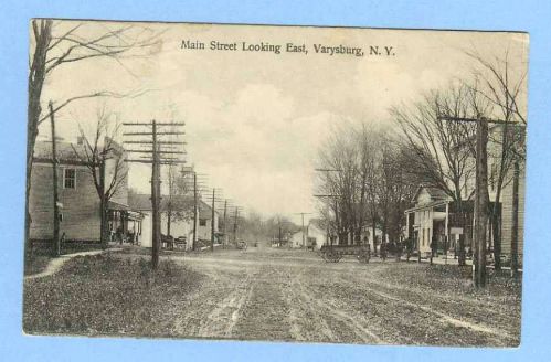 New York Varysburg Main St Looking East Unpaved road w/Old Buildings Old C~416