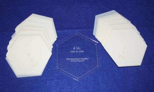 Mylar 4" Hexagon Side to Side Measurement -51 Piece Set -Template-