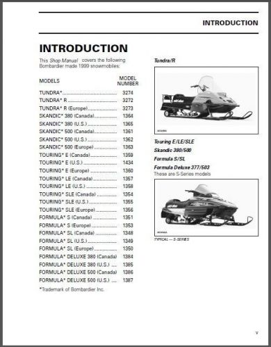 1999 Ski-Doo Tundra Touring Formula Scandic Service Shop Repair Manual CD