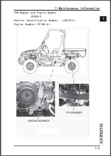 CFMoto CF500-3 Rancher 500 UTV Service Repair Manual CD