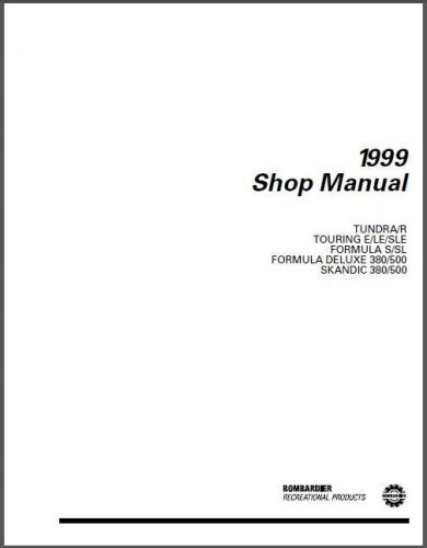 1999 Ski-Doo Tundra Touring Formula Scandic Service Shop Repair Manual CD