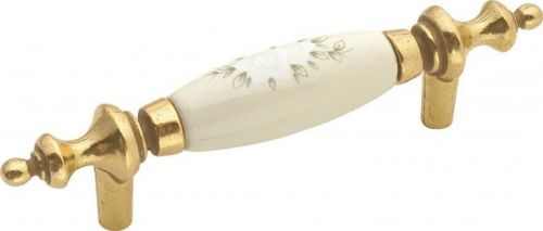 1 Belwith #P64-WF Lancaster Polish Wildflower/White Flower 3'' Drill Center pull