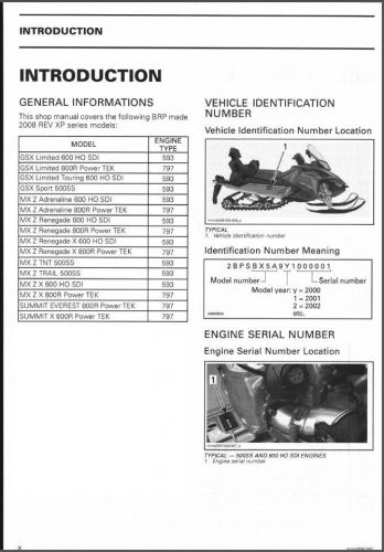 2008 Ski-Doo Rev XP Snowmobiles Service Repair Manual CD - BRP GSX MX Z Summit