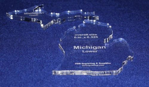 State of Michigan 6"x6.325" ~ 1/4" Quilt Template- Acrylic - Long Arm/ Sew