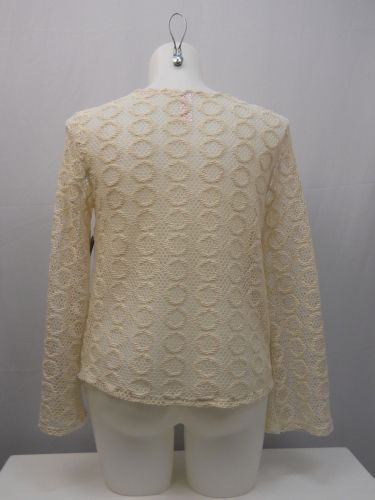 No Boundaries Women’s Crochet Lace Top Size XL Ivory Long Bell Sleeves Tassels