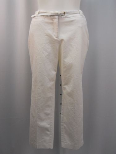 Charter Club White Curvy Belted Slim Leg Ankle Dress Pants Plus Size 14W-20W